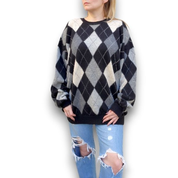 Vintage Sweaters - Vintage Argyle Alpaca Sweater